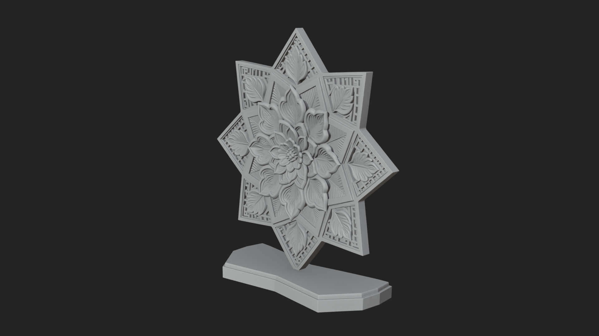 Star Framed Flower Plaque Design 2 3D Print Model 3D Model