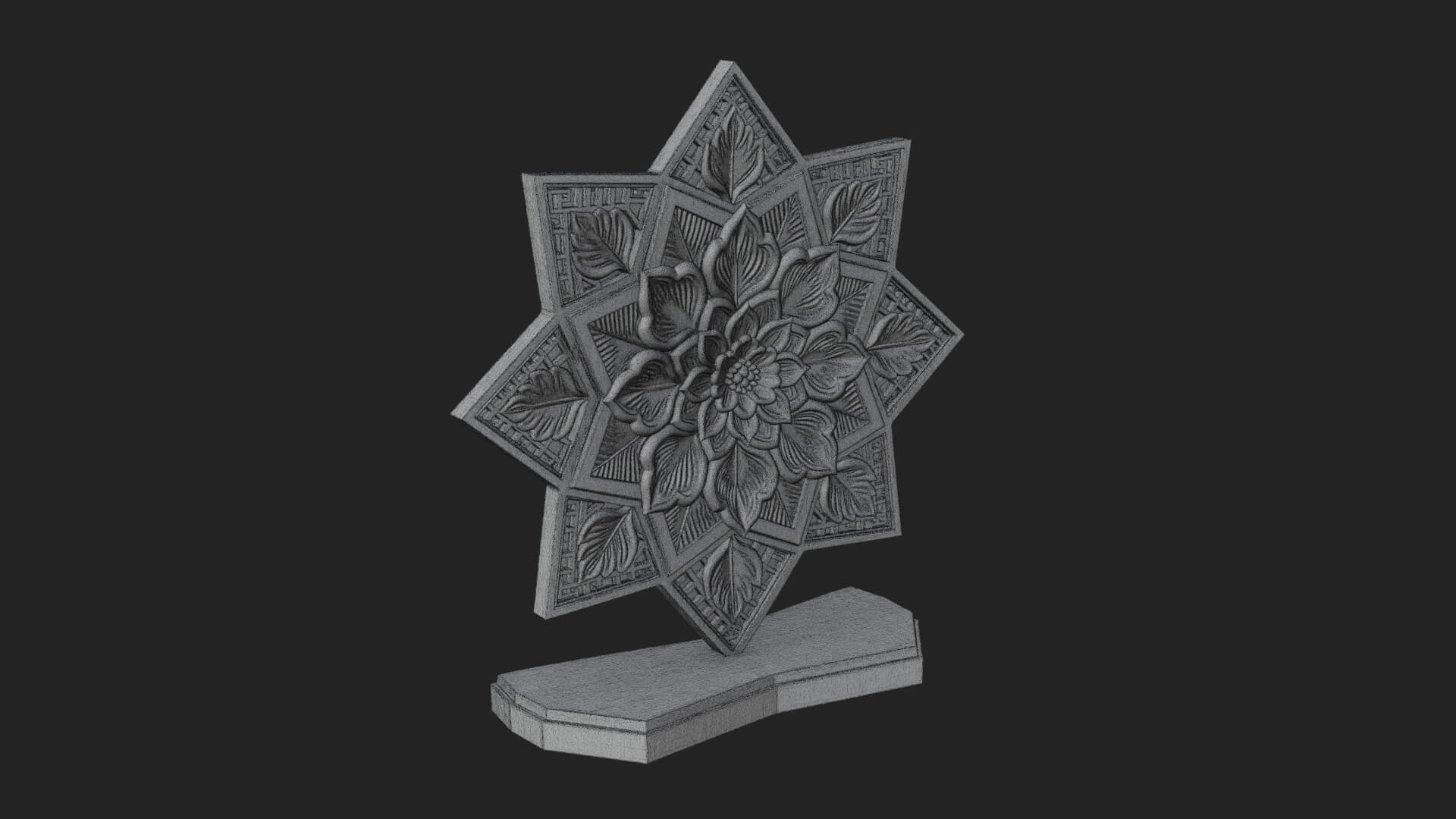 Star Framed Flower Plaque Design 2 3D Print Model 3D Model