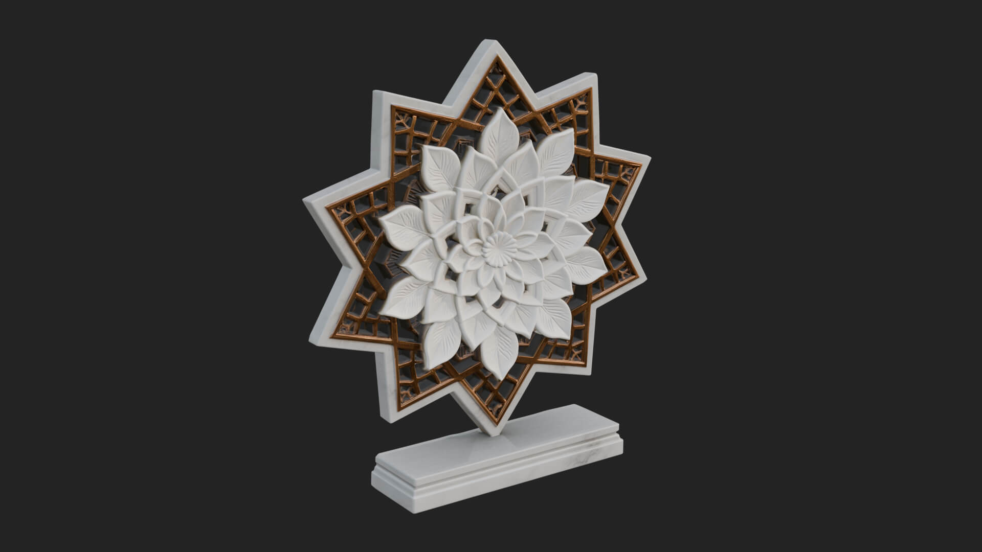 Star Framed Flower Plaque Design 4 3D Print Model 3D Model