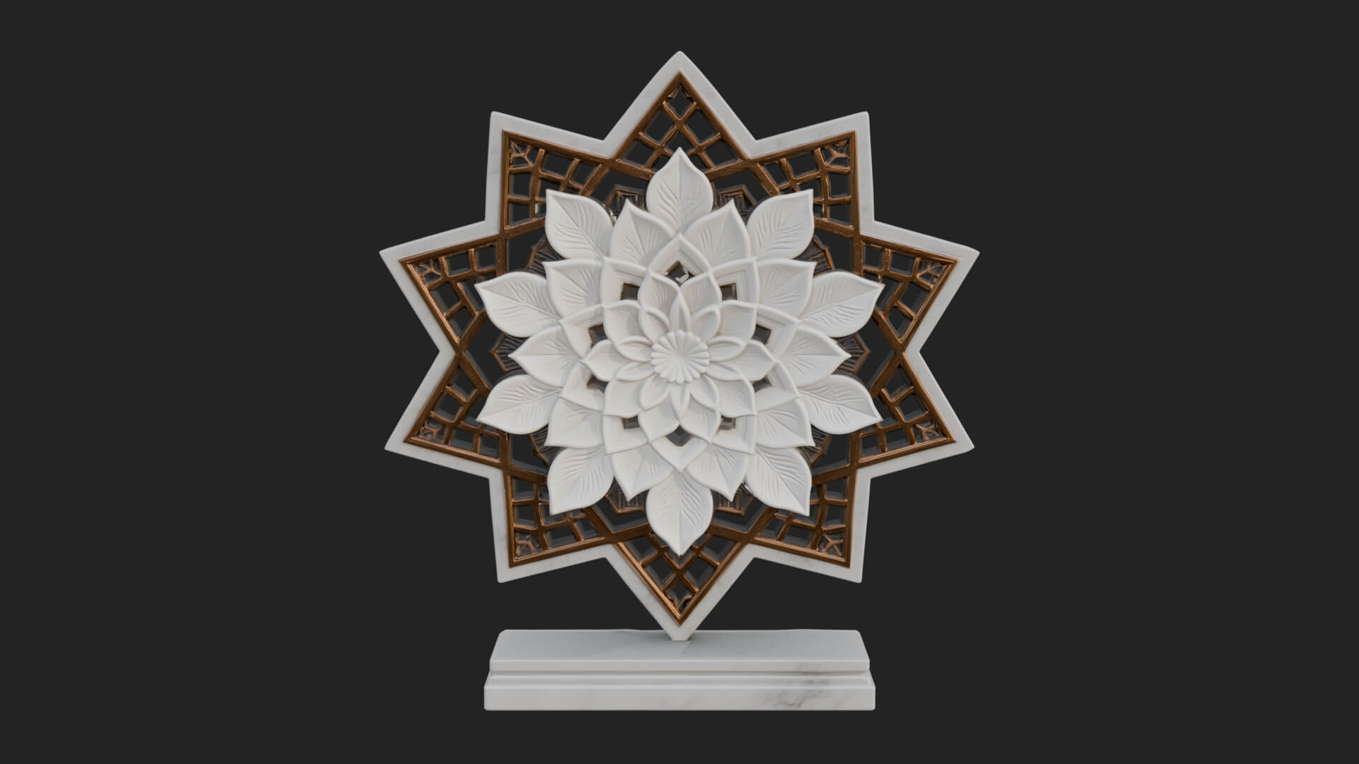 Star Framed Flower Plaque Design 4 3D Print Model 3D Model