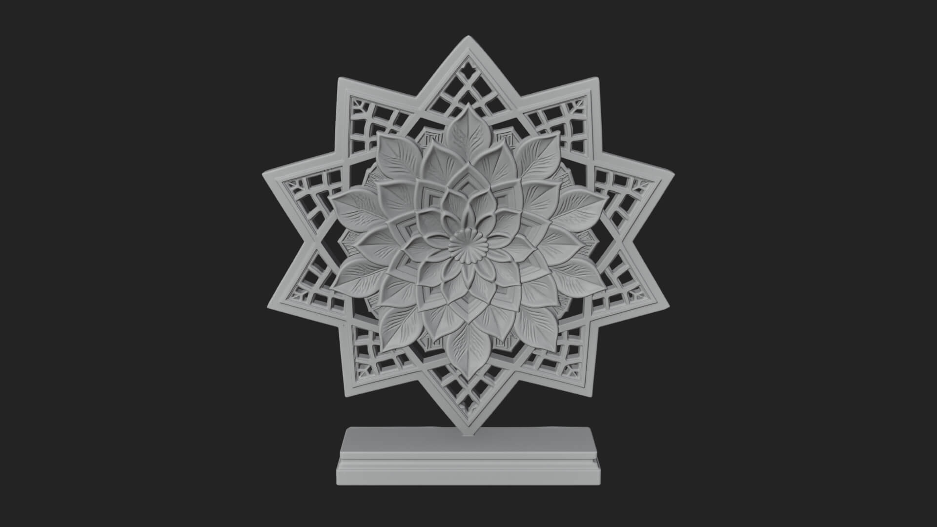 Star Framed Flower Plaque Design 4 3D Print Model 3D Model