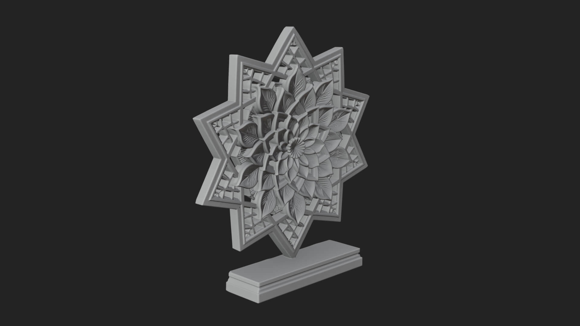 Star Framed Flower Plaque Design 4 3D Print Model 3D Model