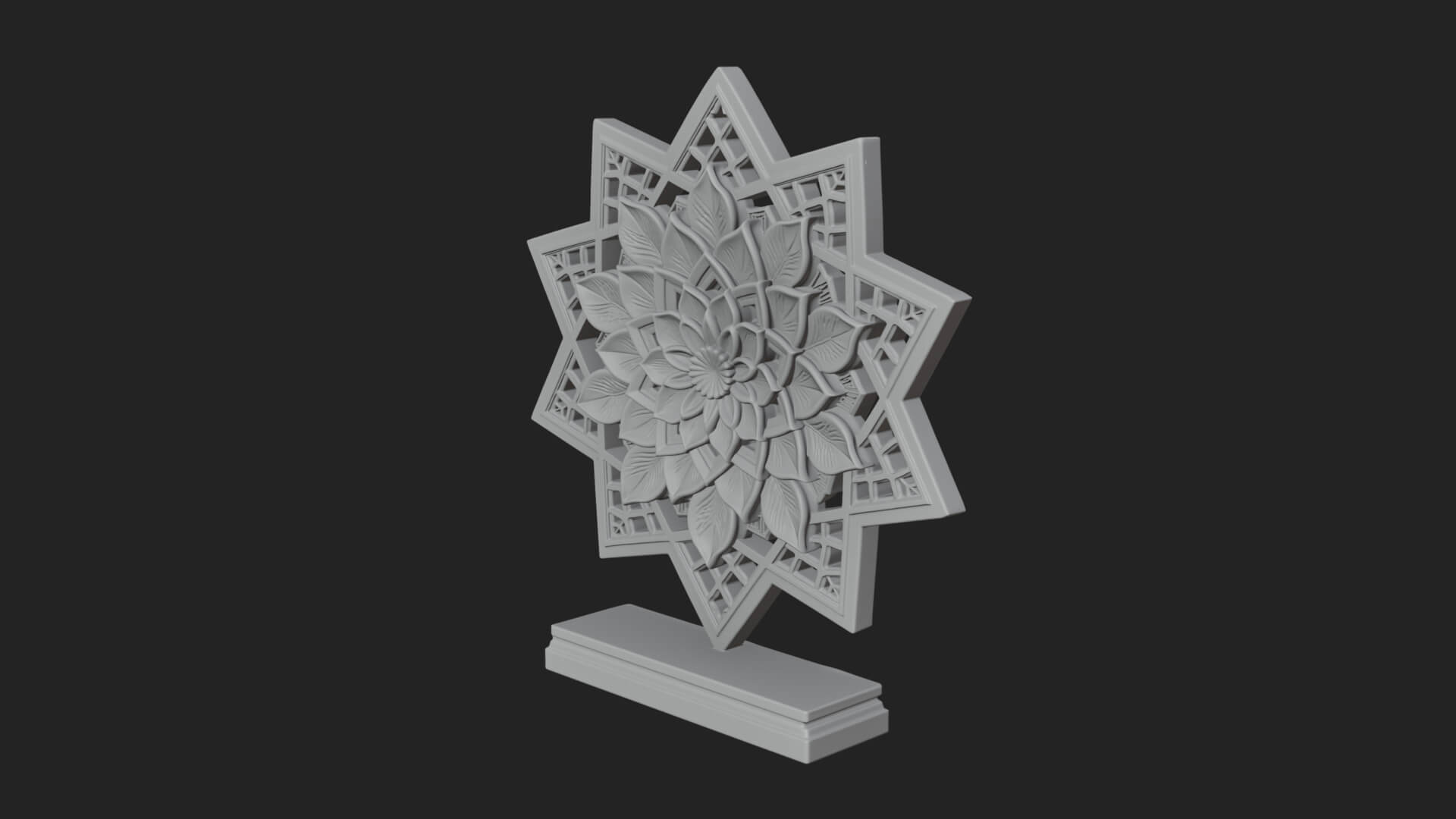 Star Framed Flower Plaque Design 4 3D Print Model 3D Model