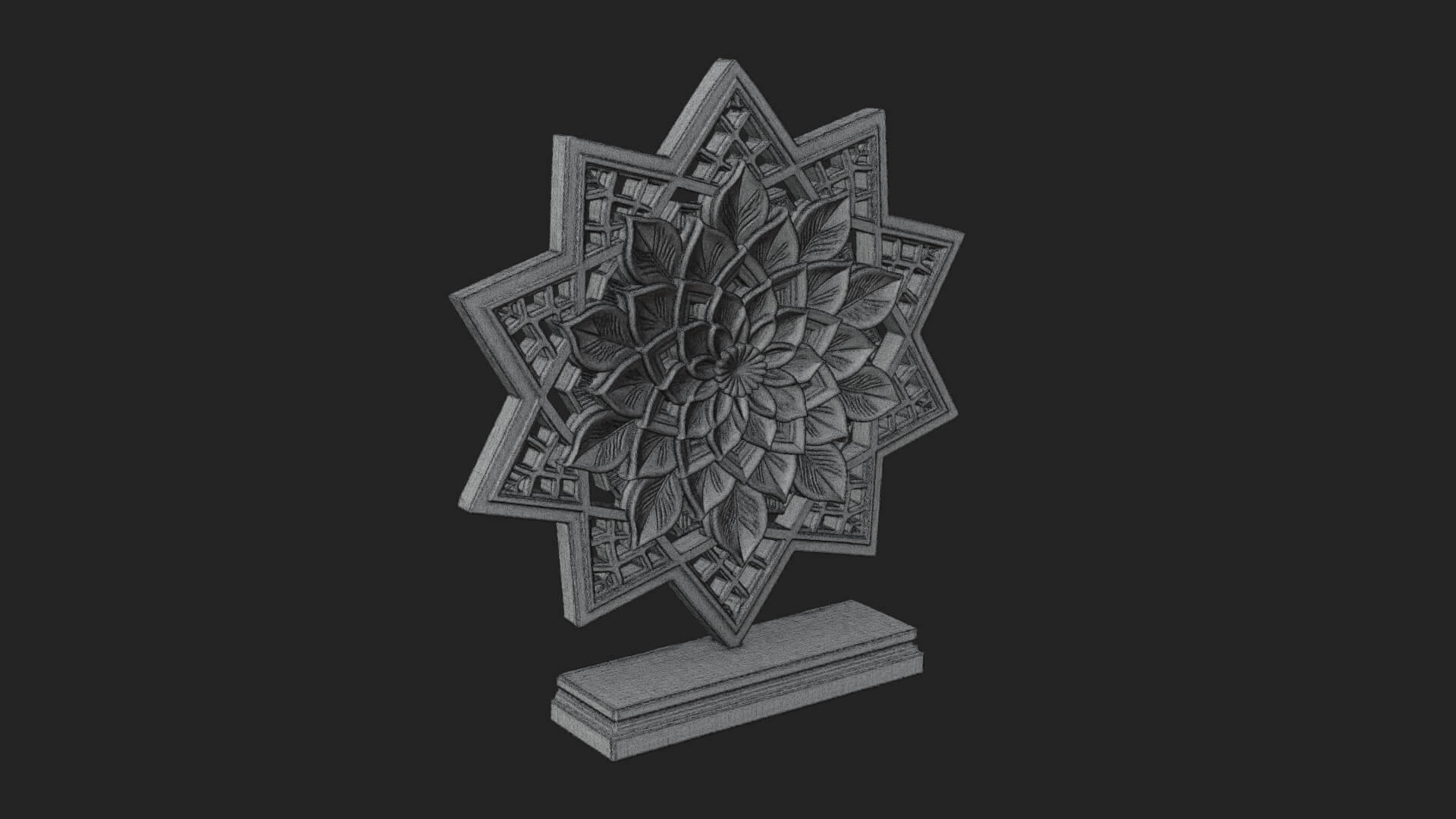Star Framed Flower Plaque Design 4 3D Print Model 3D Model