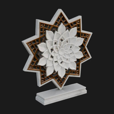 Star Framed Flower Plaque Design 4 3D Print Model