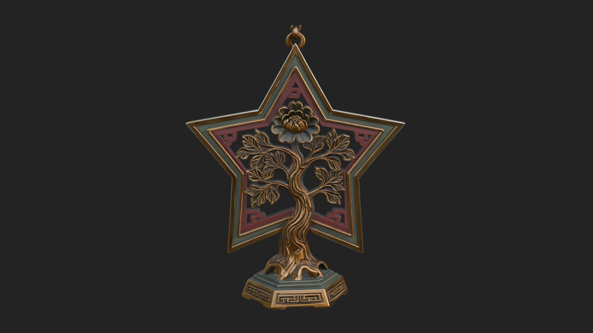 Star Framed Tree Ornament Design 1 3D Print Model 3D Model