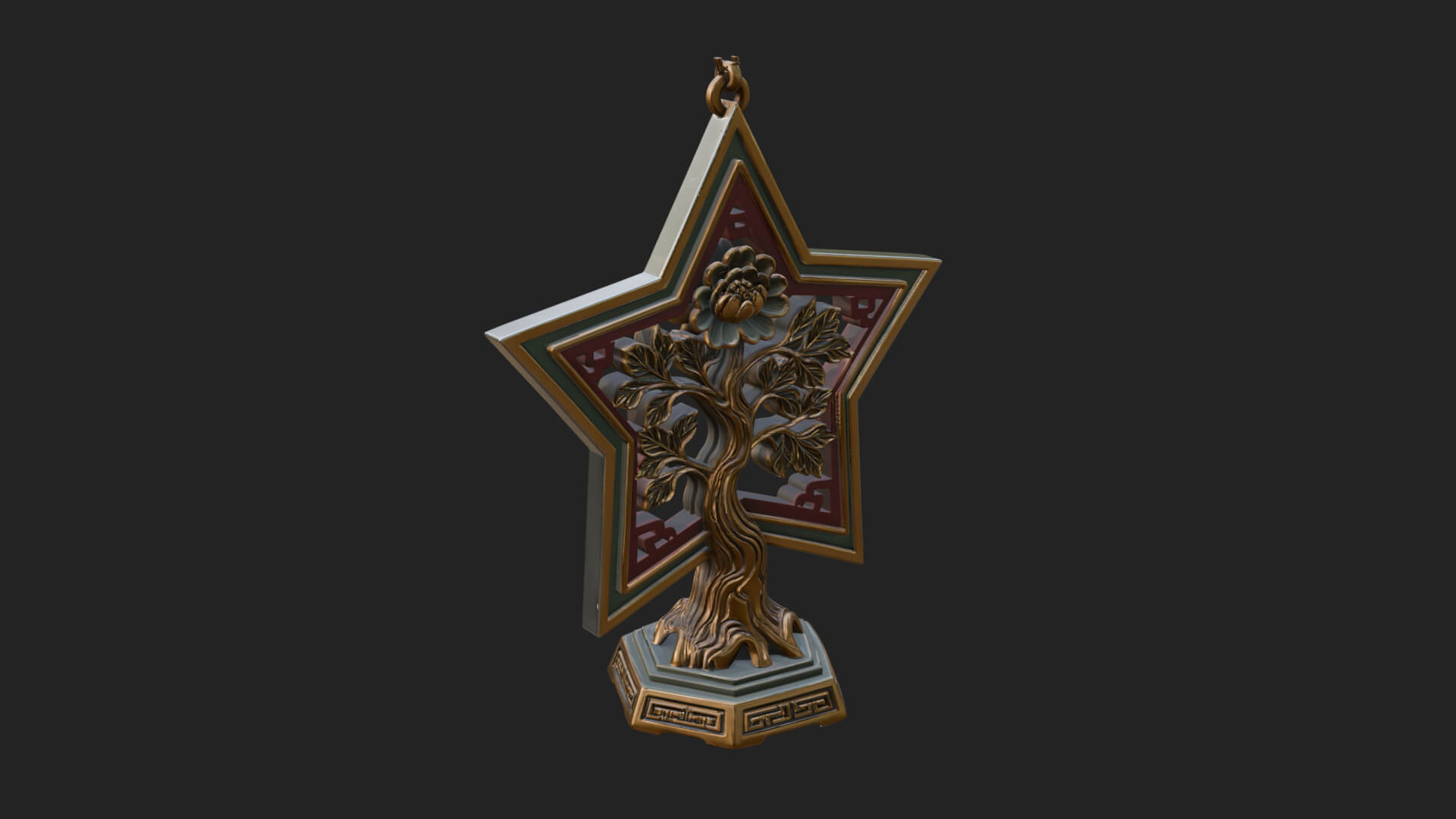 Star Framed Tree Ornament Design 1 3D Print Model 3D Model