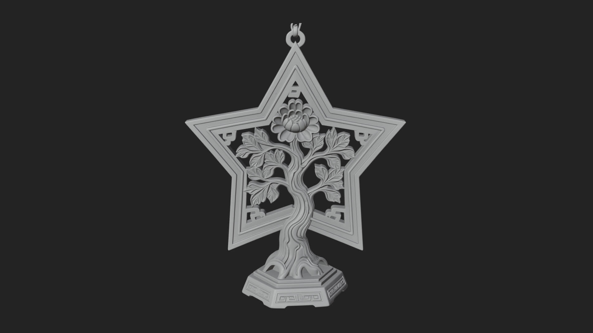 Star Framed Tree Ornament Design 1 3D Print Model 3D Model
