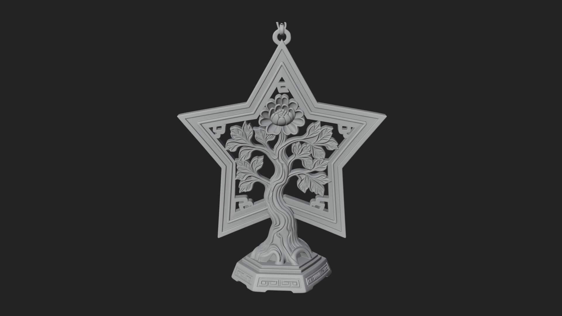 Star Framed Tree Ornament Design 1 3D Print Model 3D Model