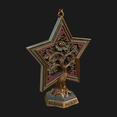 Star Framed Tree Ornament Design 1 3D Print Model