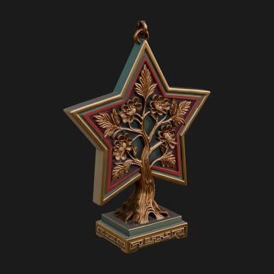 Star Framed Tree Ornament Design 4 3D Print Model