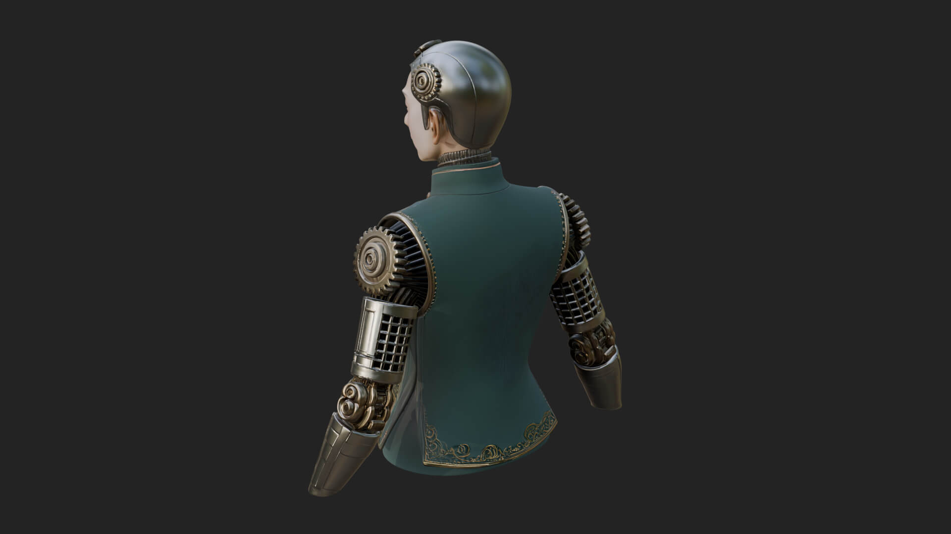 Steampunk Cyborg Man Bust Design 1 3D Print Model 3D Model