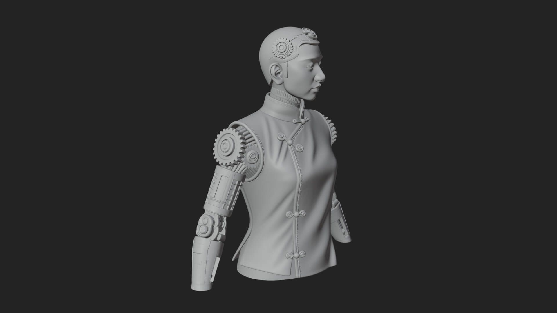 Steampunk Cyborg Man Bust Design 1 3D Print Model 3D Model
