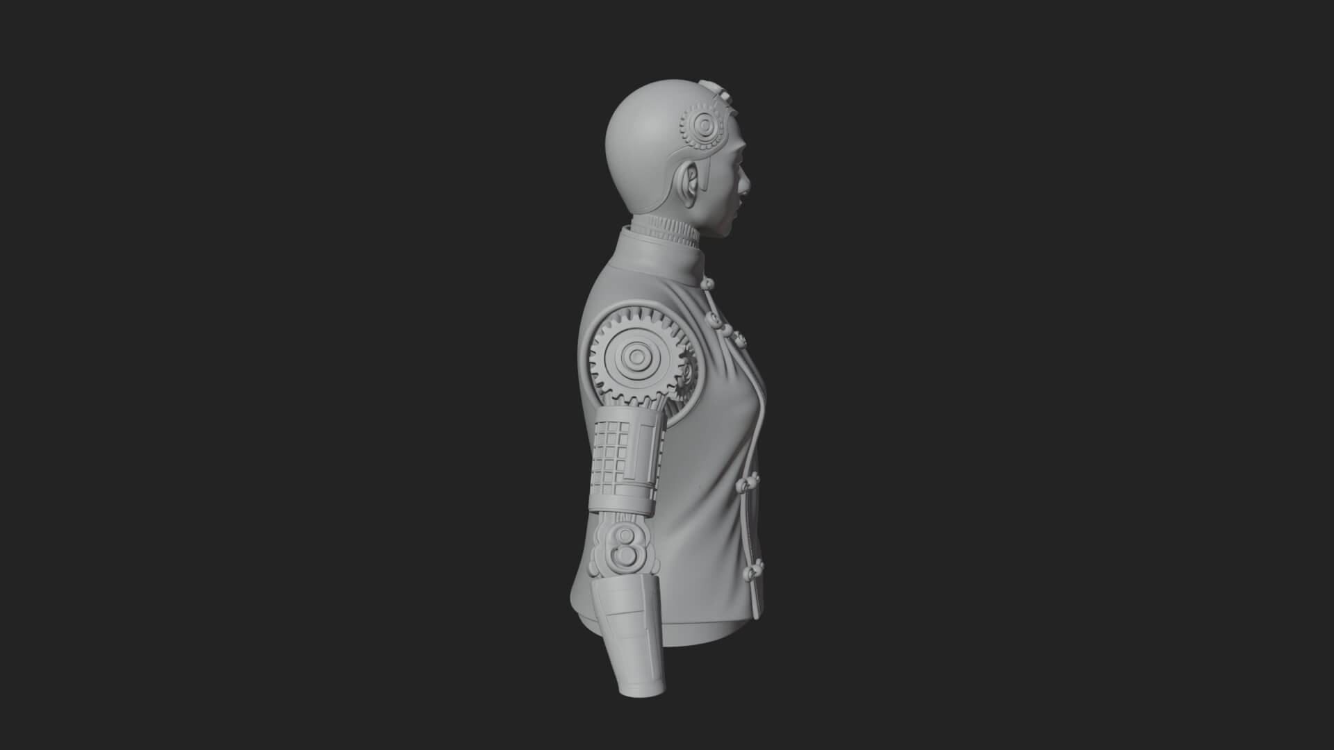 Steampunk Cyborg Man Bust Design 1 3D Print Model 3D Model