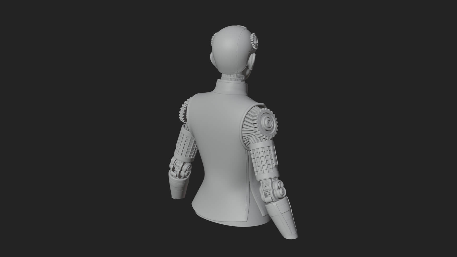 Steampunk Cyborg Man Bust Design 1 3D Print Model 3D Model