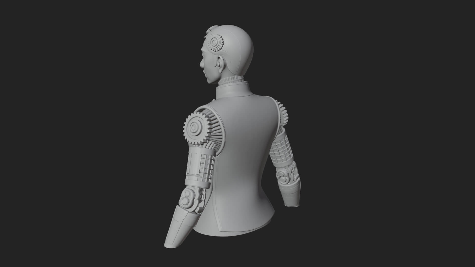 Steampunk Cyborg Man Bust Design 1 3D Print Model 3D Model