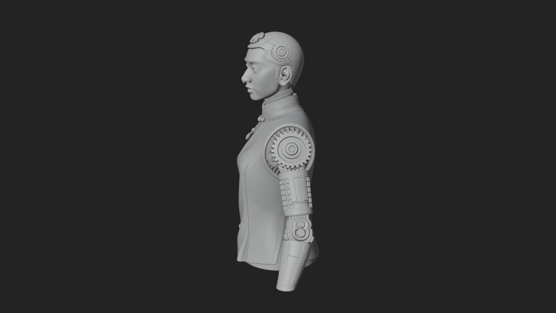 Steampunk Cyborg Man Bust Design 1 3D Print Model 3D Model