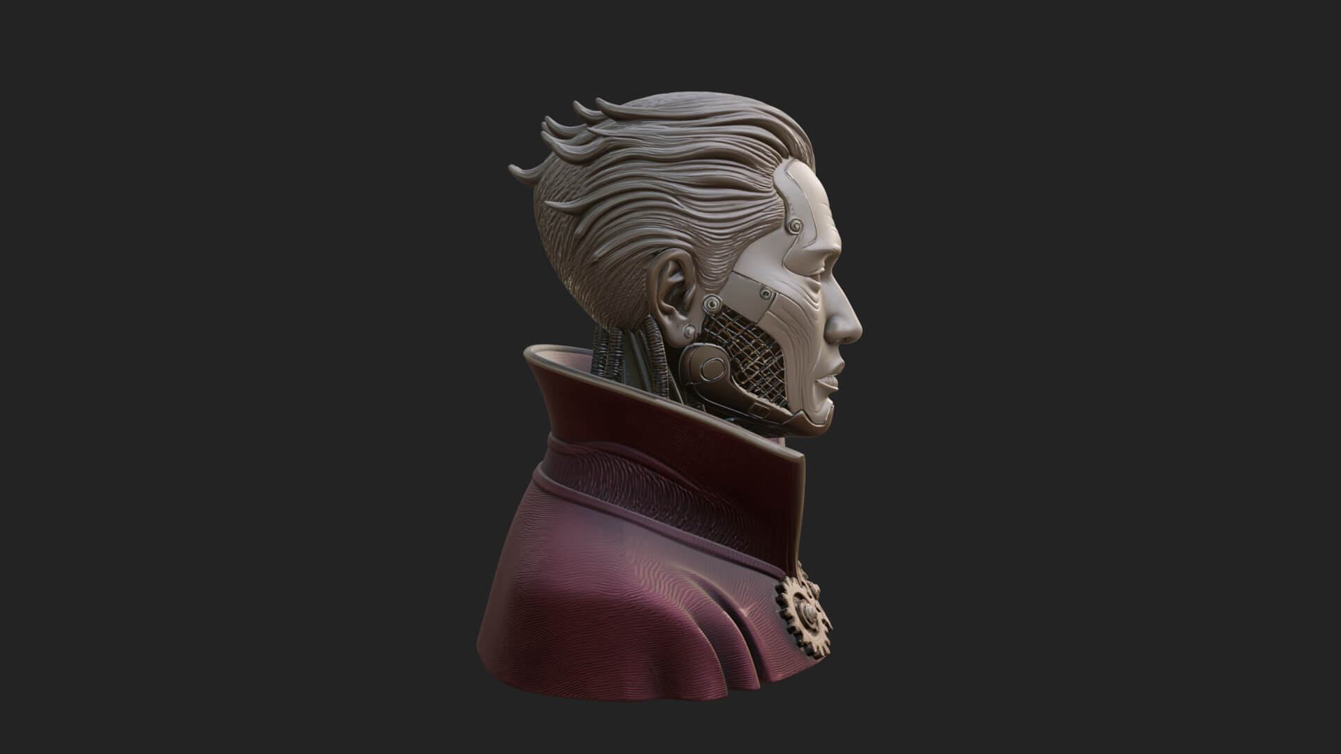 Steampunk Cyborg Man Bust Design 10 3D Print Model 3D Model