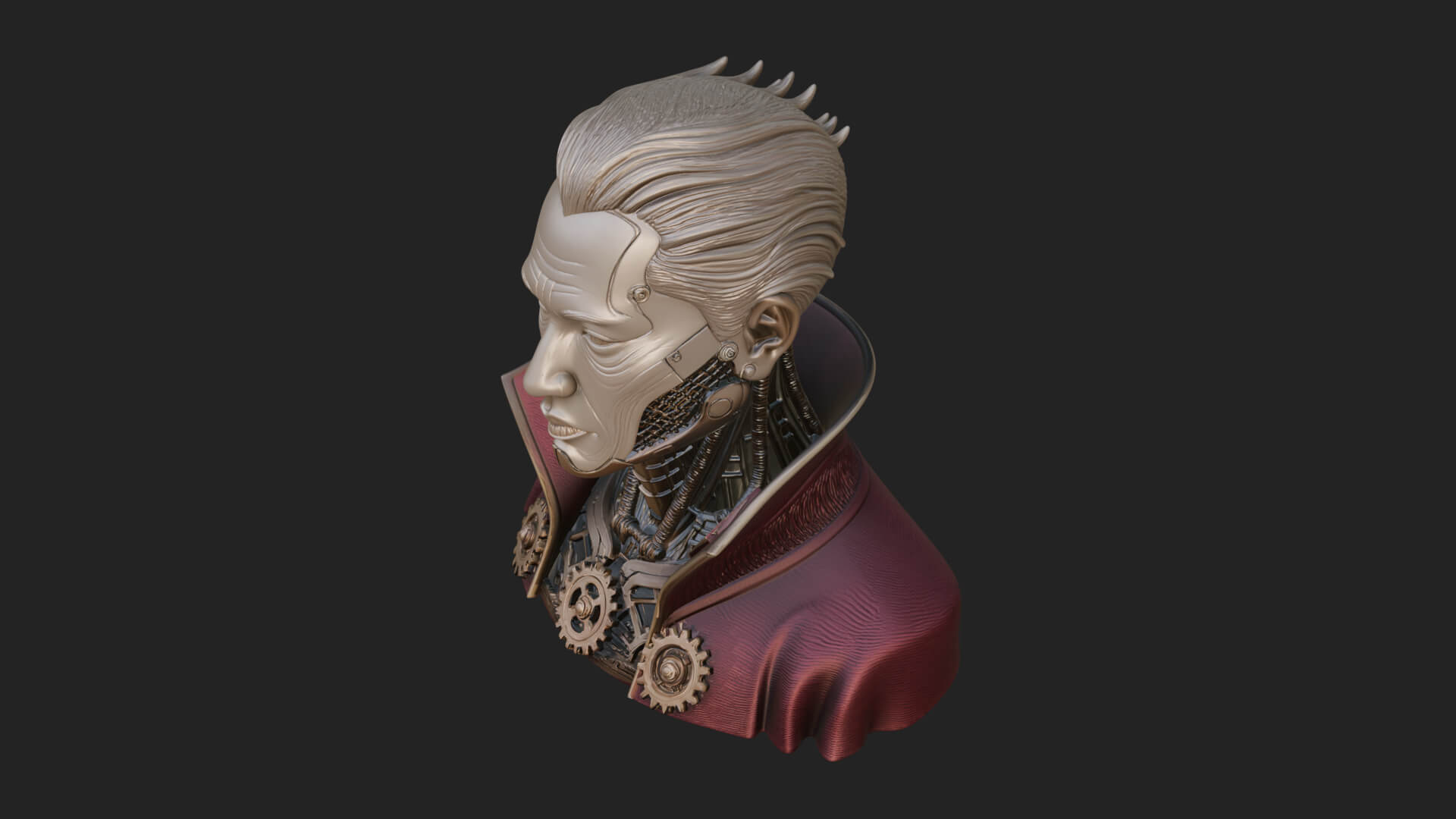 Steampunk Cyborg Man Bust Design 10 3D Print Model 3D Model
