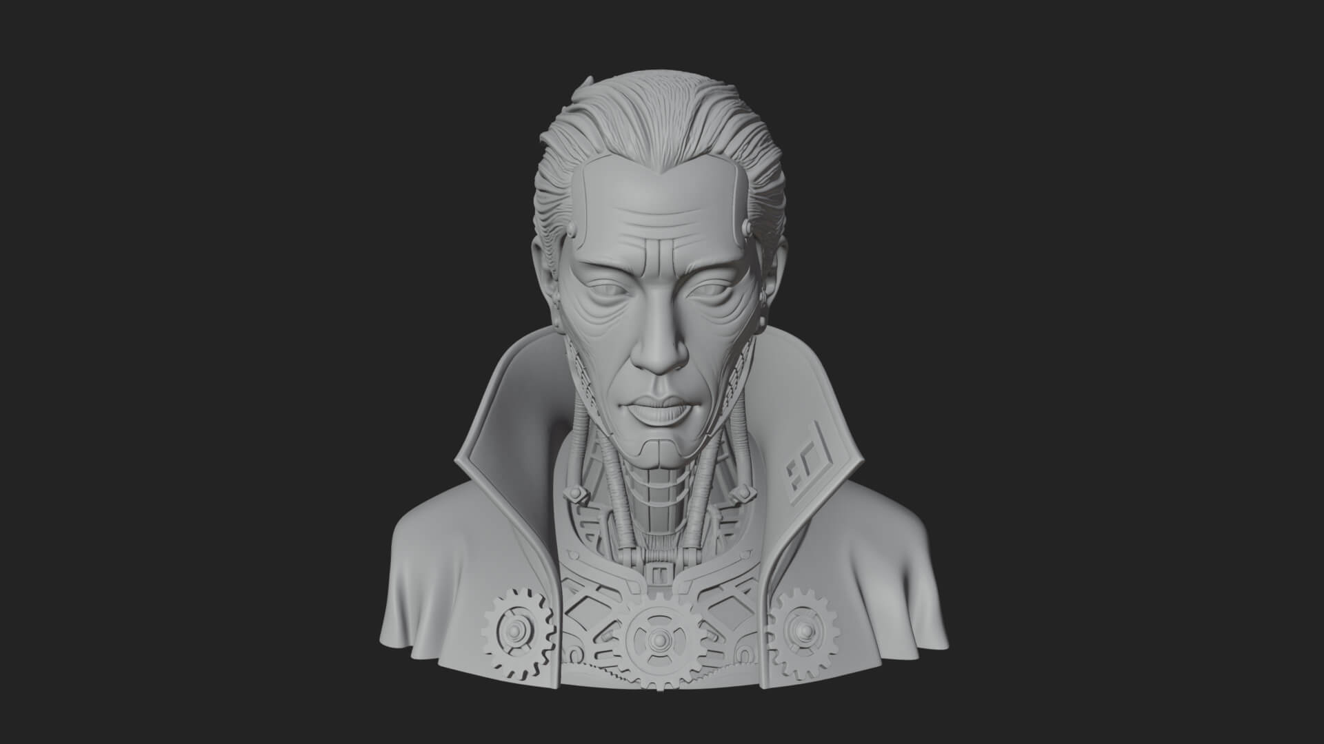 Steampunk Cyborg Man Bust Design 10 3D Print Model 3D Model