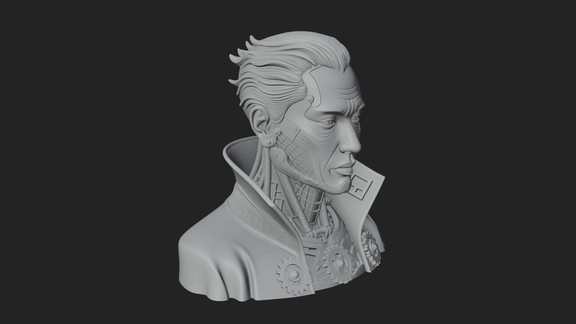Steampunk Cyborg Man Bust Design 10 3D Print Model 3D Model