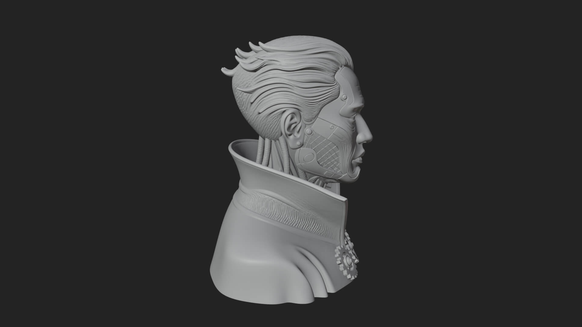 Steampunk Cyborg Man Bust Design 10 3D Print Model 3D Model