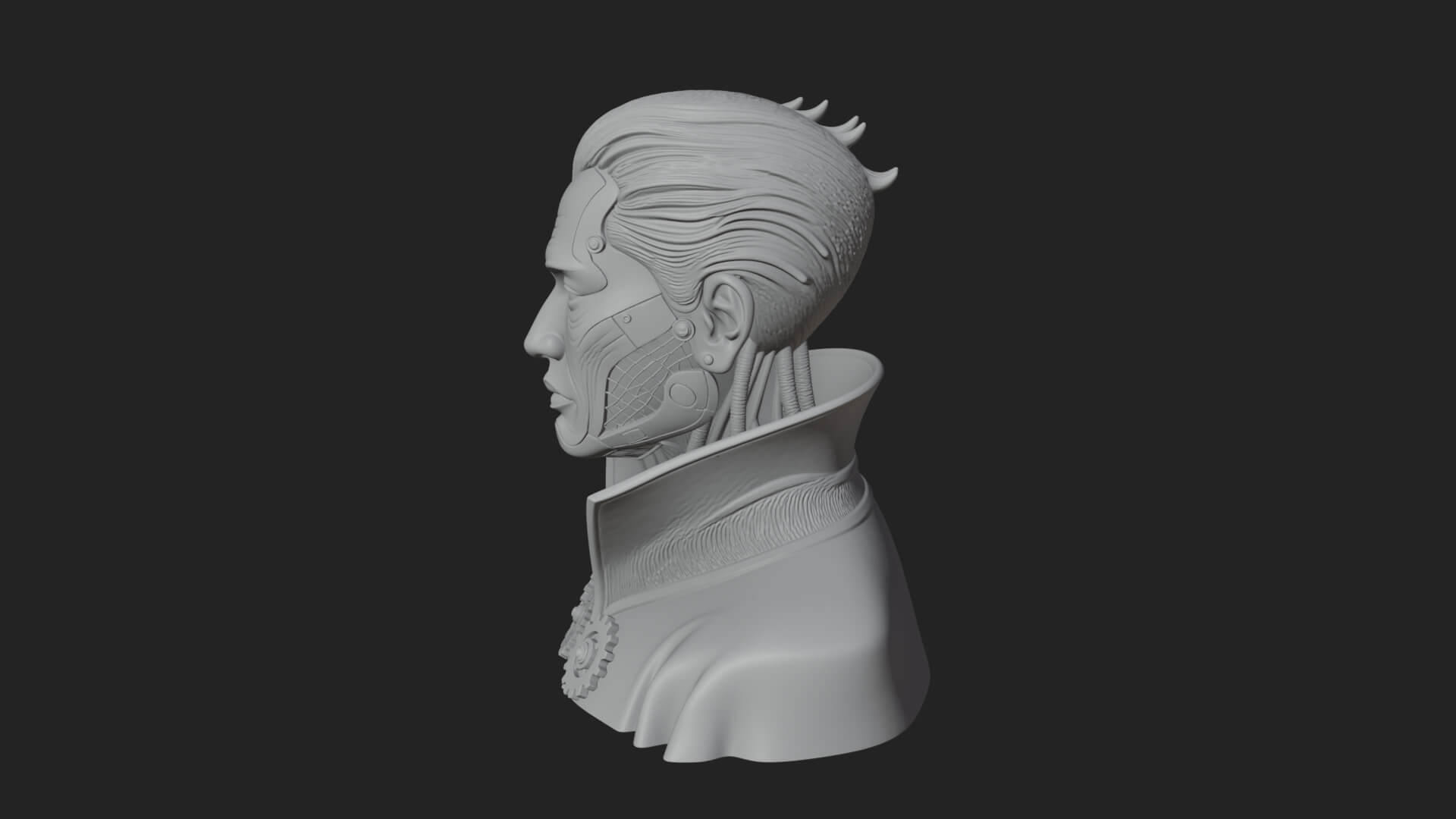 Steampunk Cyborg Man Bust Design 10 3D Print Model 3D Model