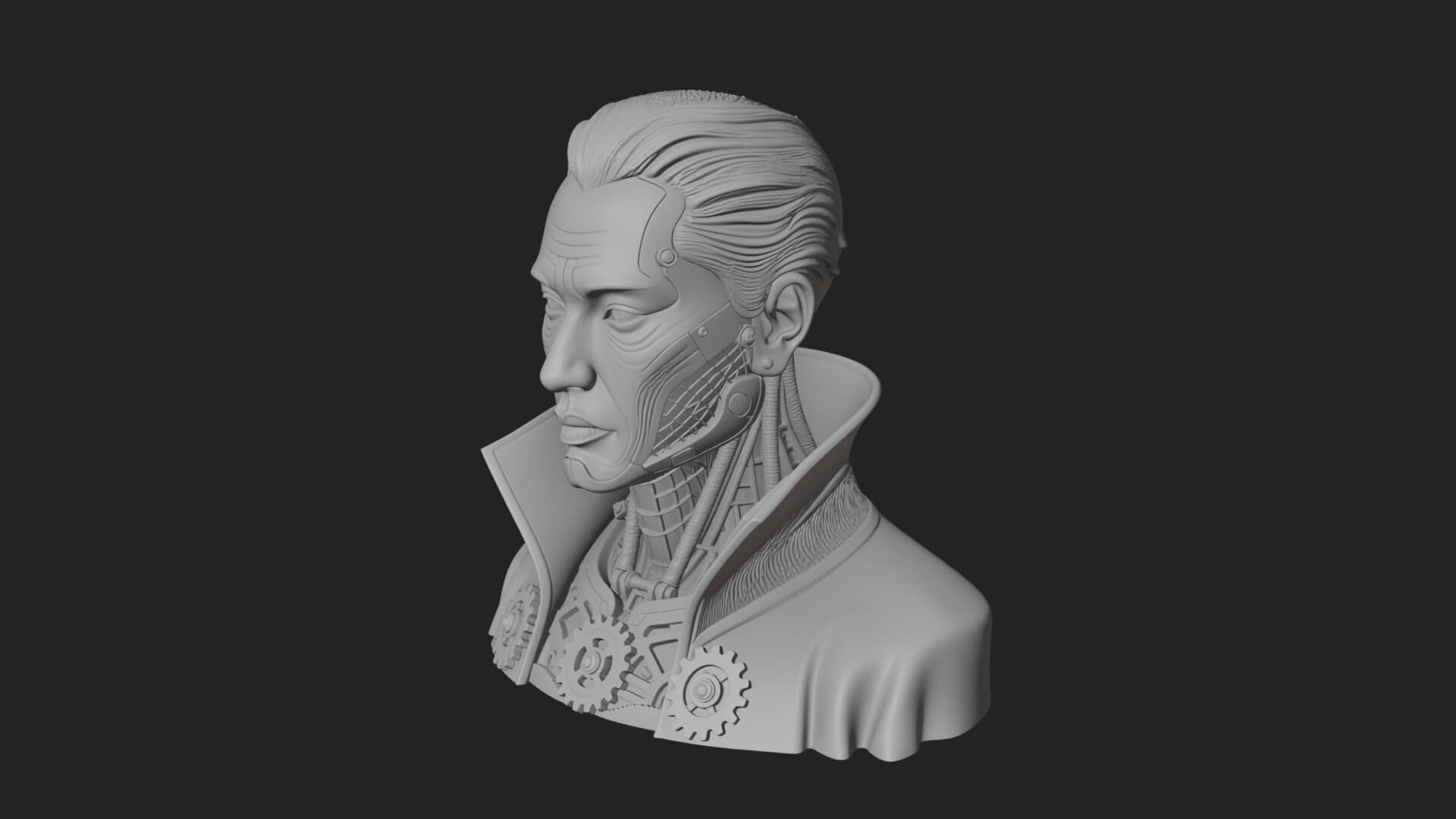 Steampunk Cyborg Man Bust Design 10 3D Print Model 3D Model