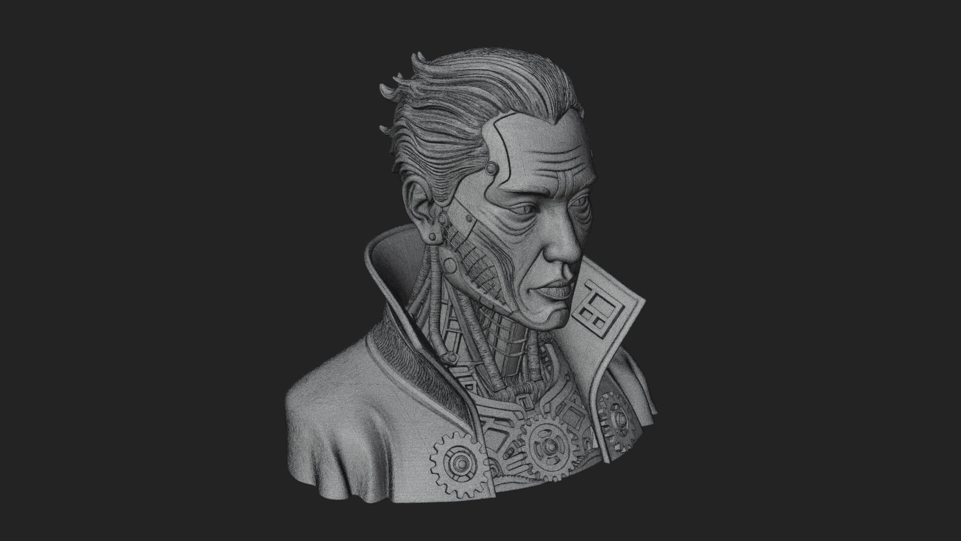 Steampunk Cyborg Man Bust Design 10 3D Print Model 3D Model