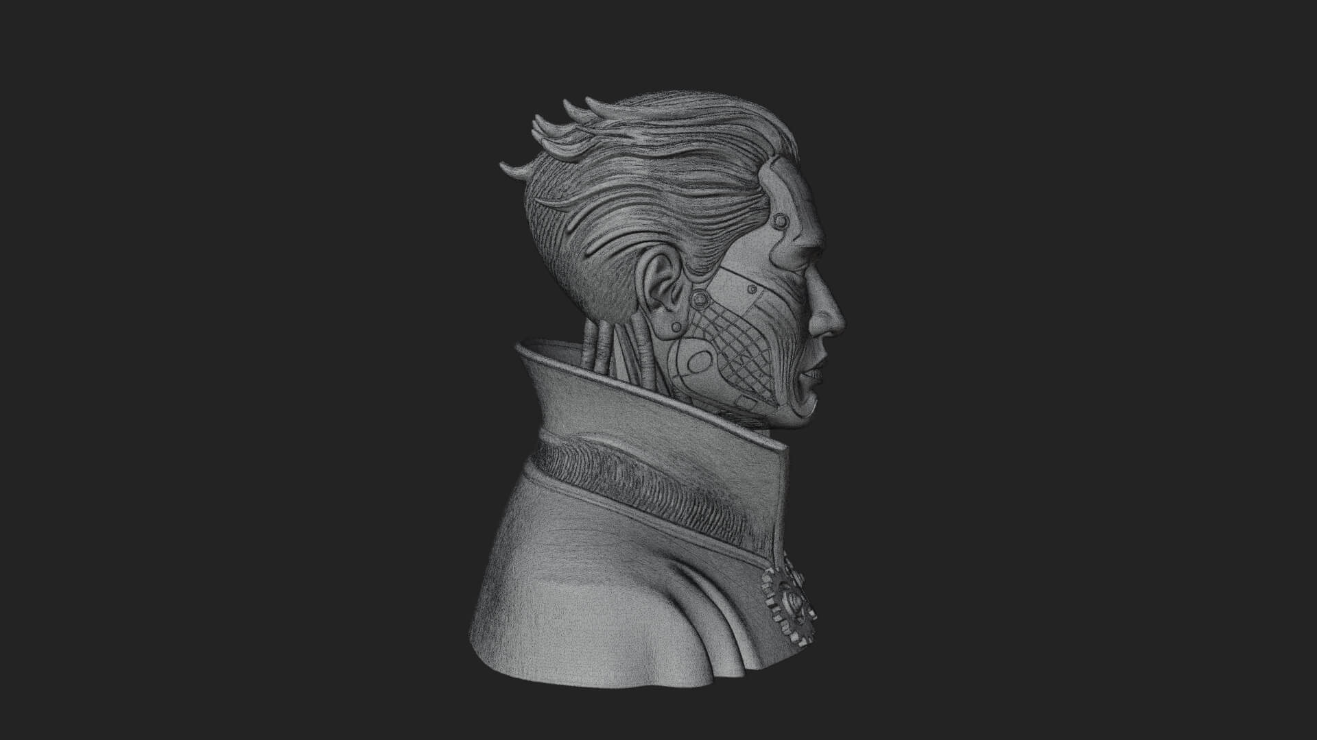 Steampunk Cyborg Man Bust Design 10 3D Print Model 3D Model