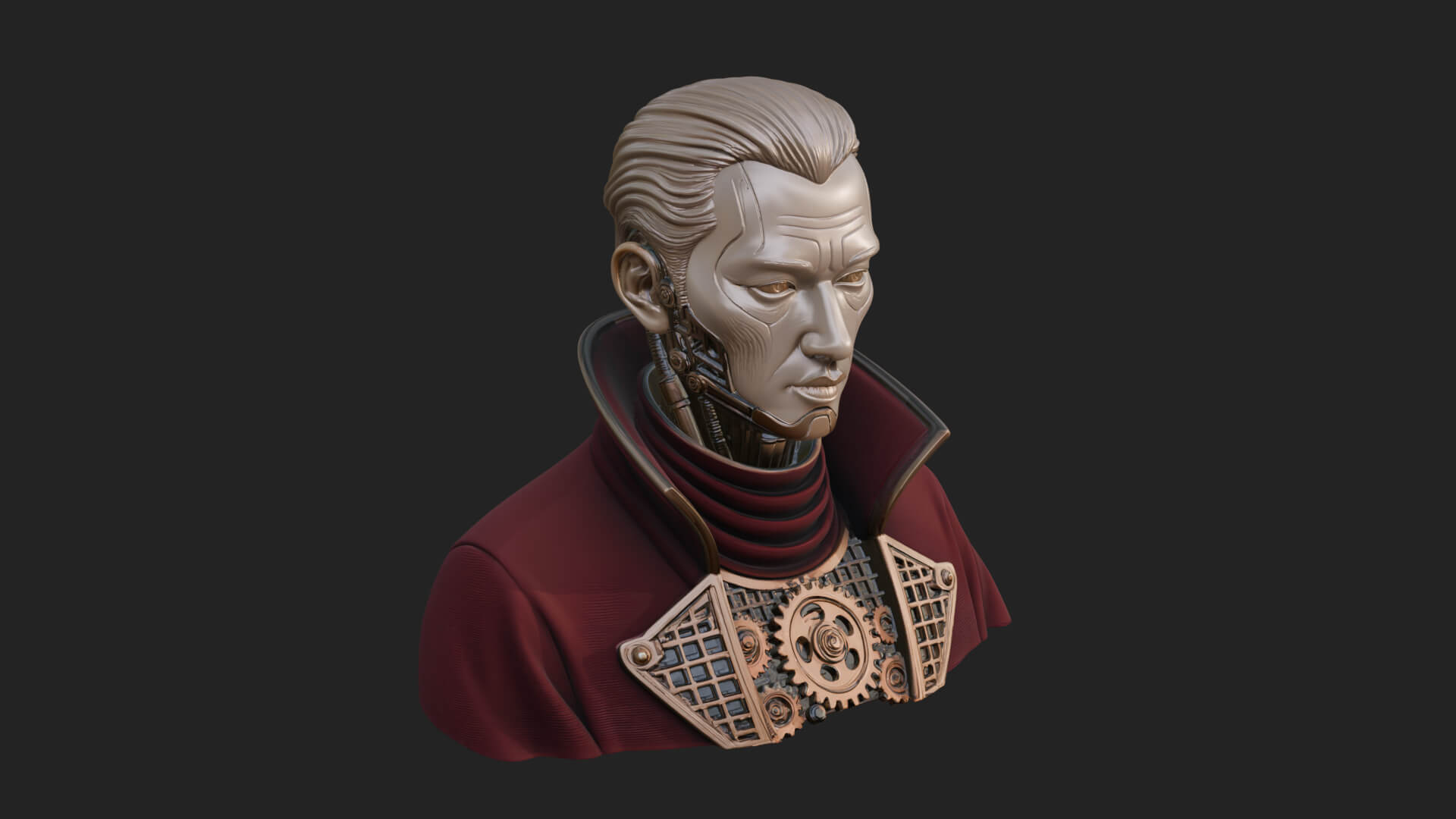 Steampunk Cyborg Man Bust Design 11 3D Print Model 3D Model