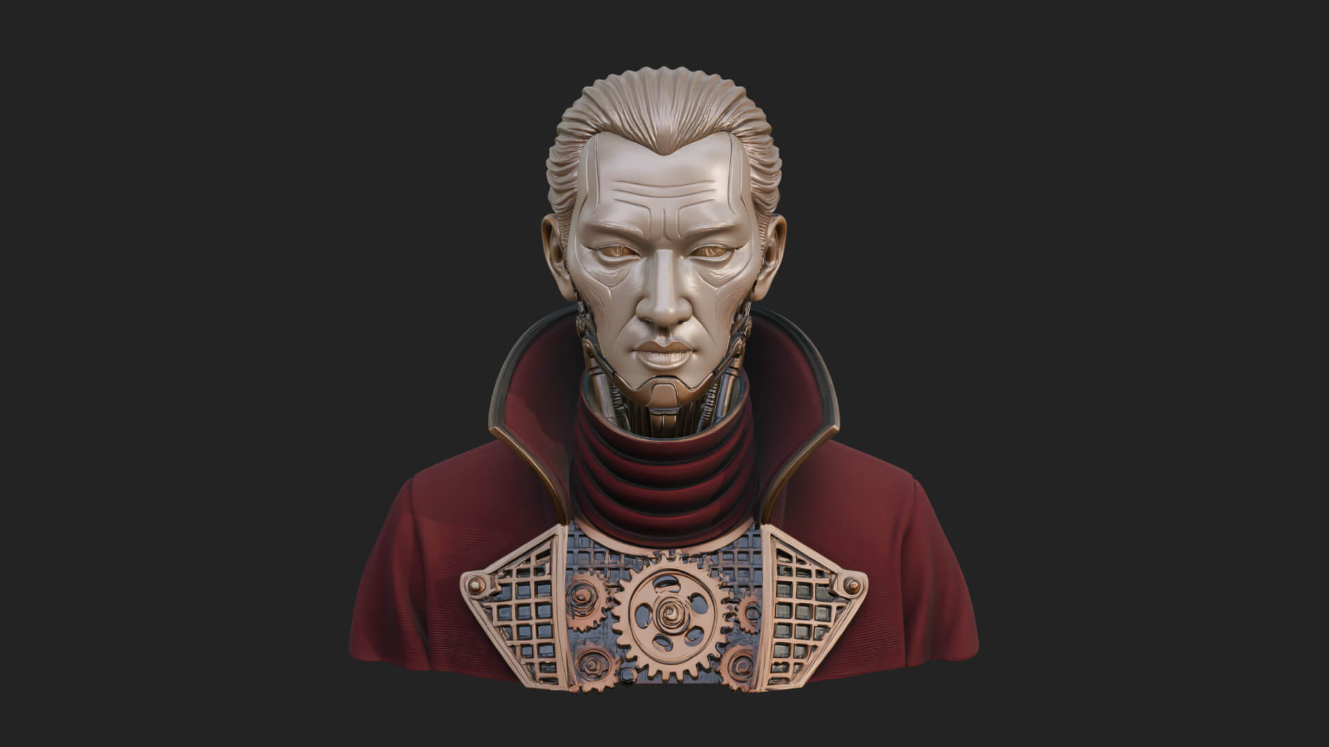 Steampunk Cyborg Man Bust Design 11 3D Print Model 3D Model