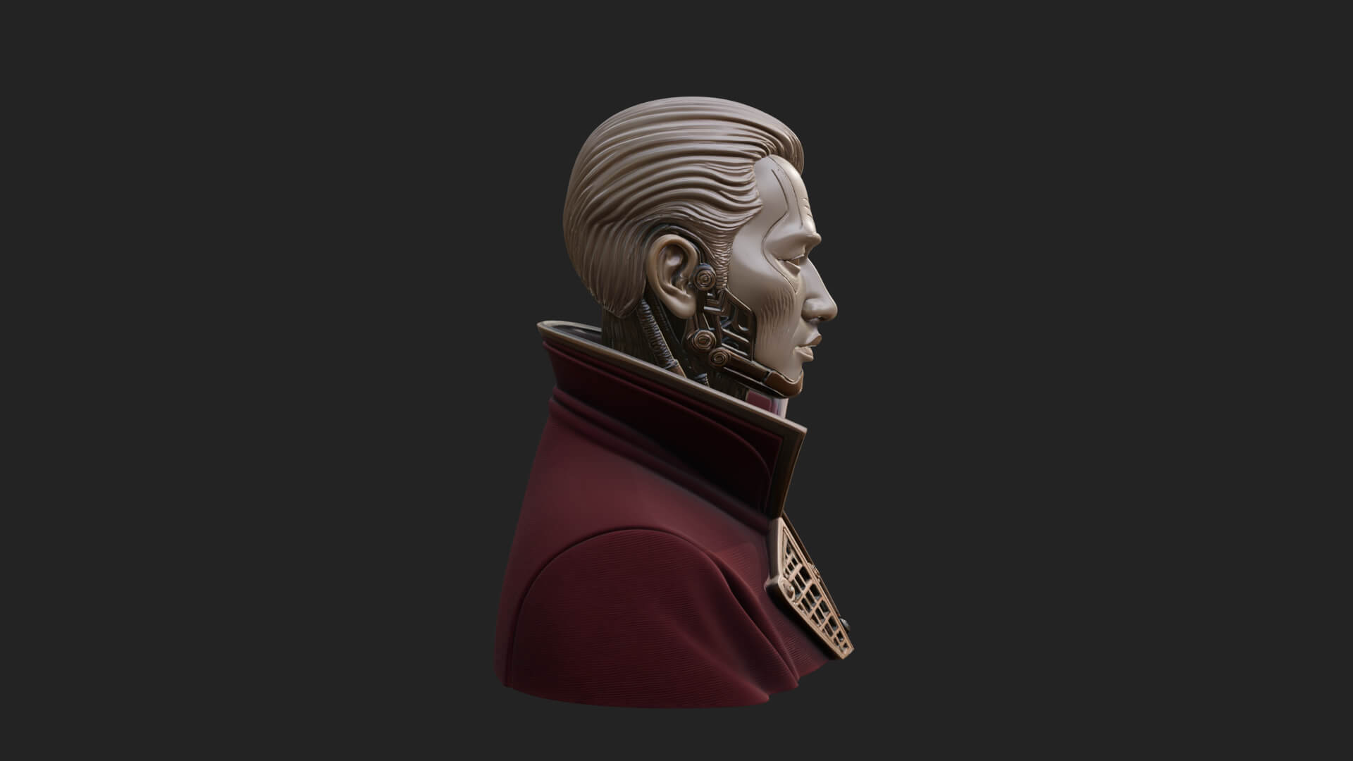 Steampunk Cyborg Man Bust Design 11 3D Print Model 3D Model