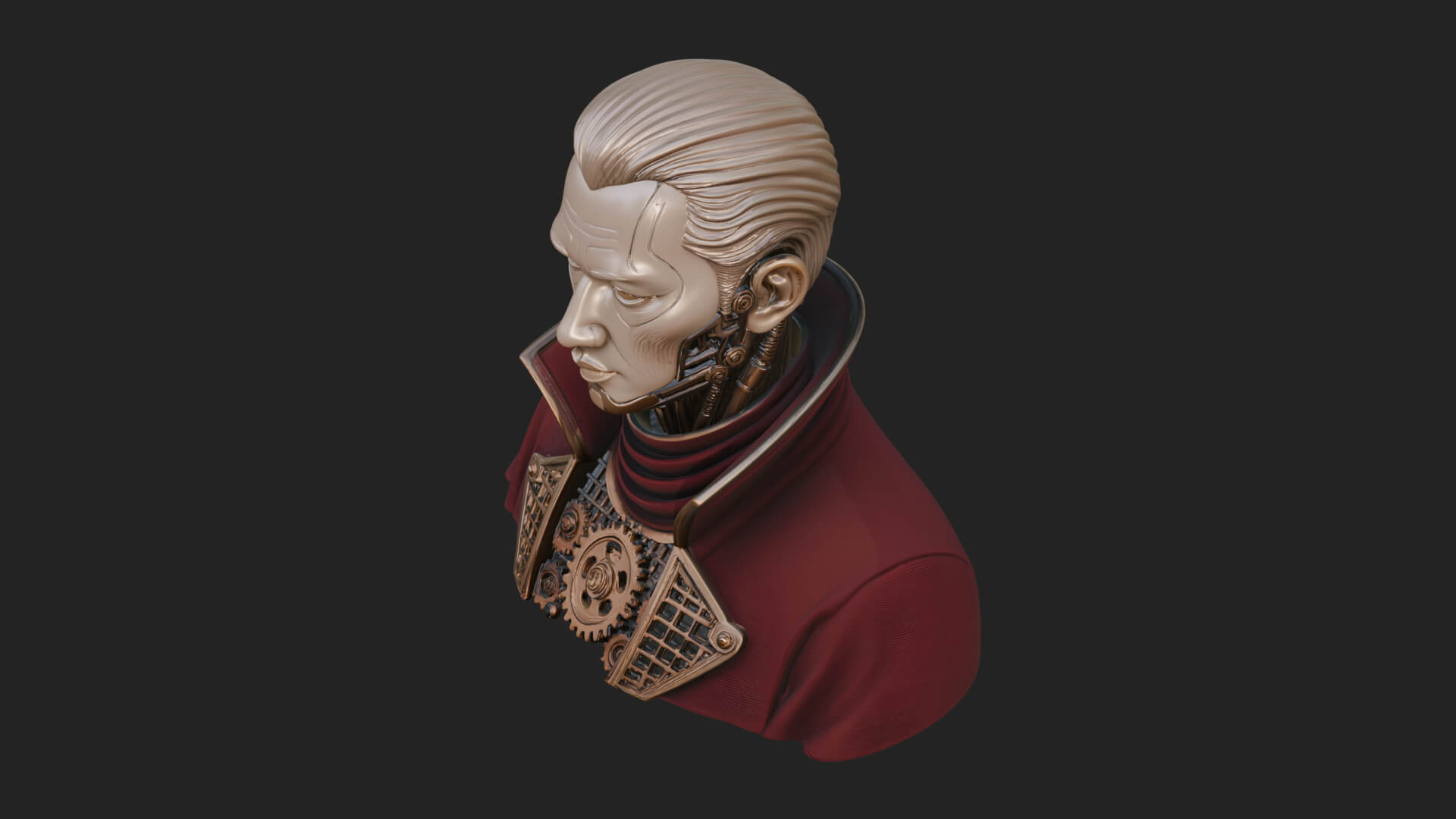 Steampunk Cyborg Man Bust Design 11 3D Print Model 3D Model