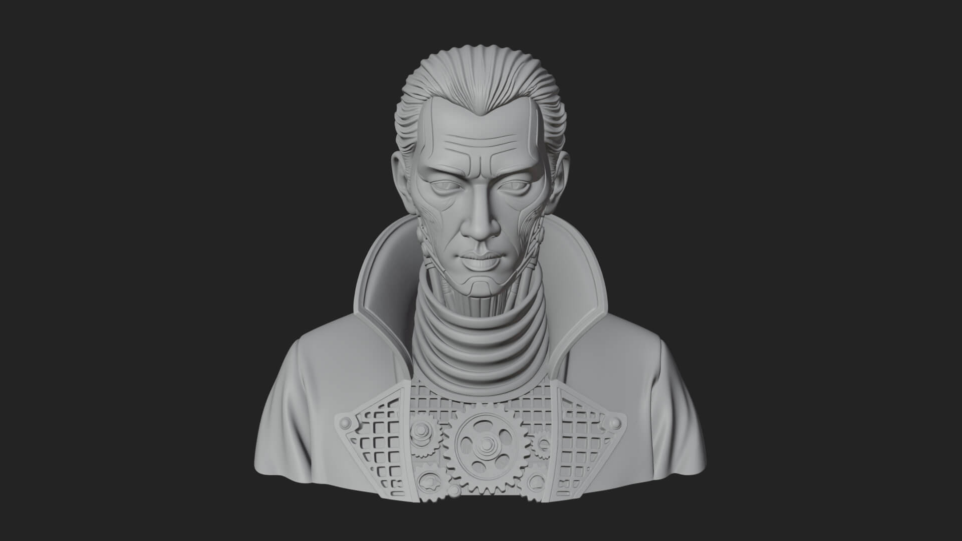 Steampunk Cyborg Man Bust Design 11 3D Print Model 3D Model