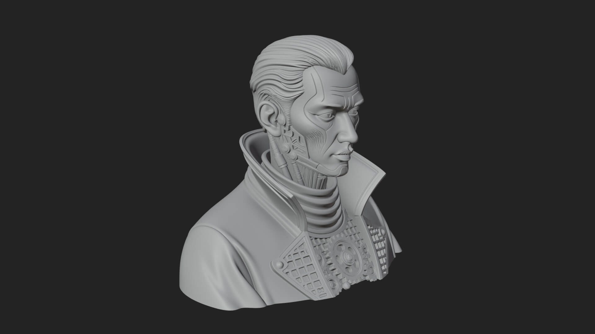 Steampunk Cyborg Man Bust Design 11 3D Print Model 3D Model