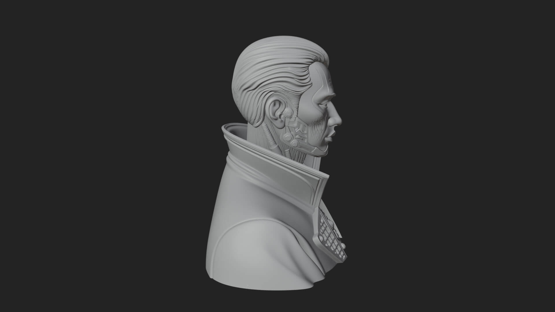Steampunk Cyborg Man Bust Design 11 3D Print Model 3D Model