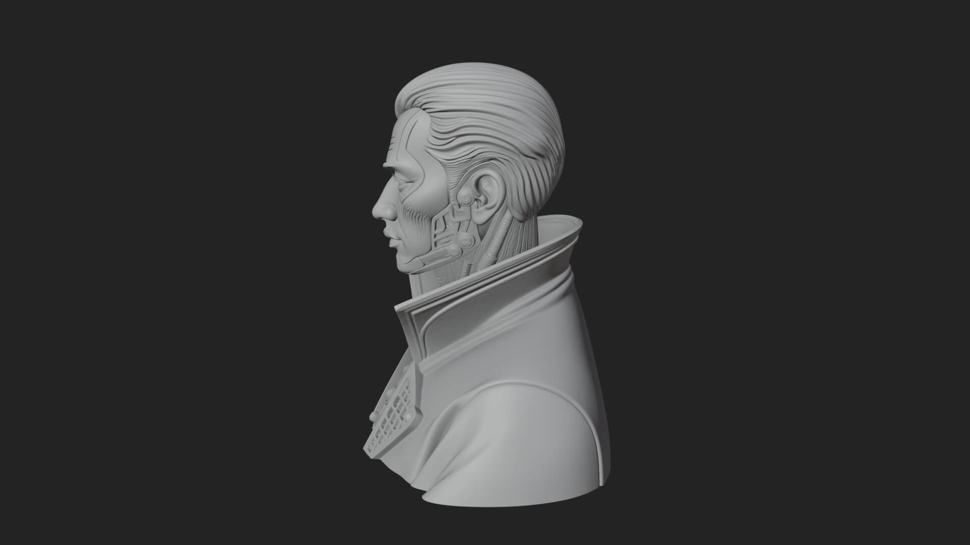 Steampunk Cyborg Man Bust Design 11 3D Print Model 3D Model