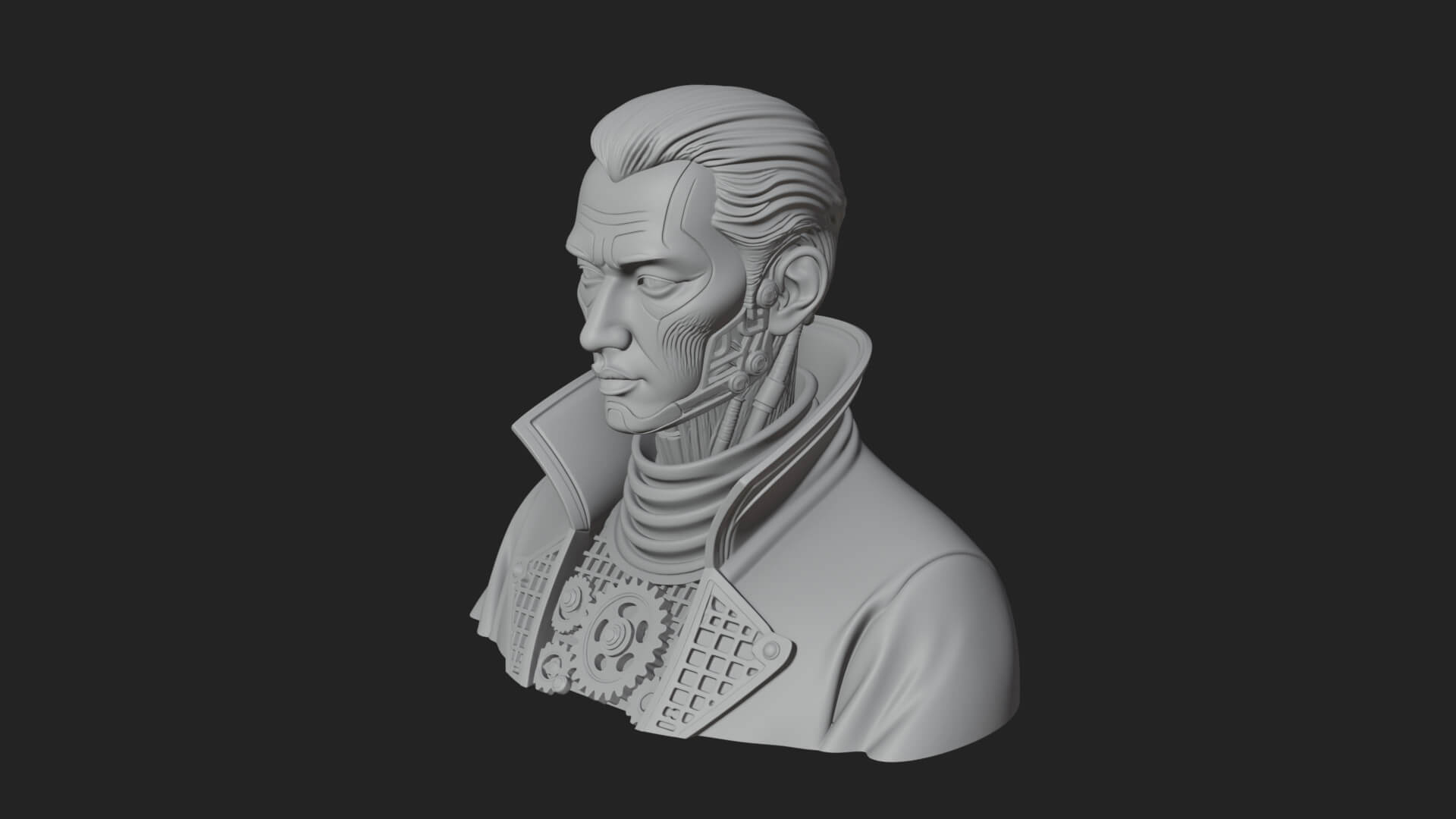 Steampunk Cyborg Man Bust Design 11 3D Print Model 3D Model