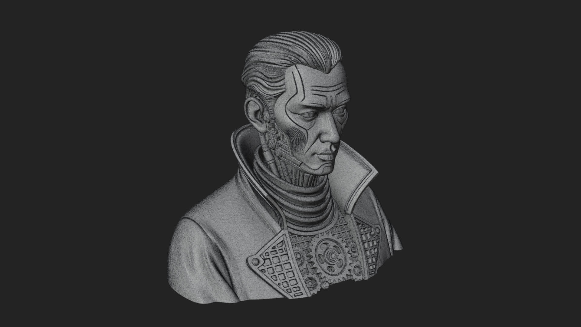 Steampunk Cyborg Man Bust Design 11 3D Print Model 3D Model