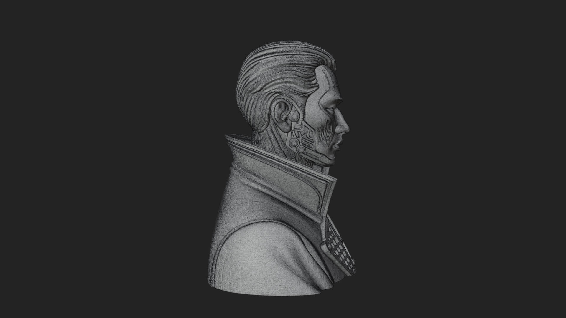 Steampunk Cyborg Man Bust Design 11 3D Print Model 3D Model