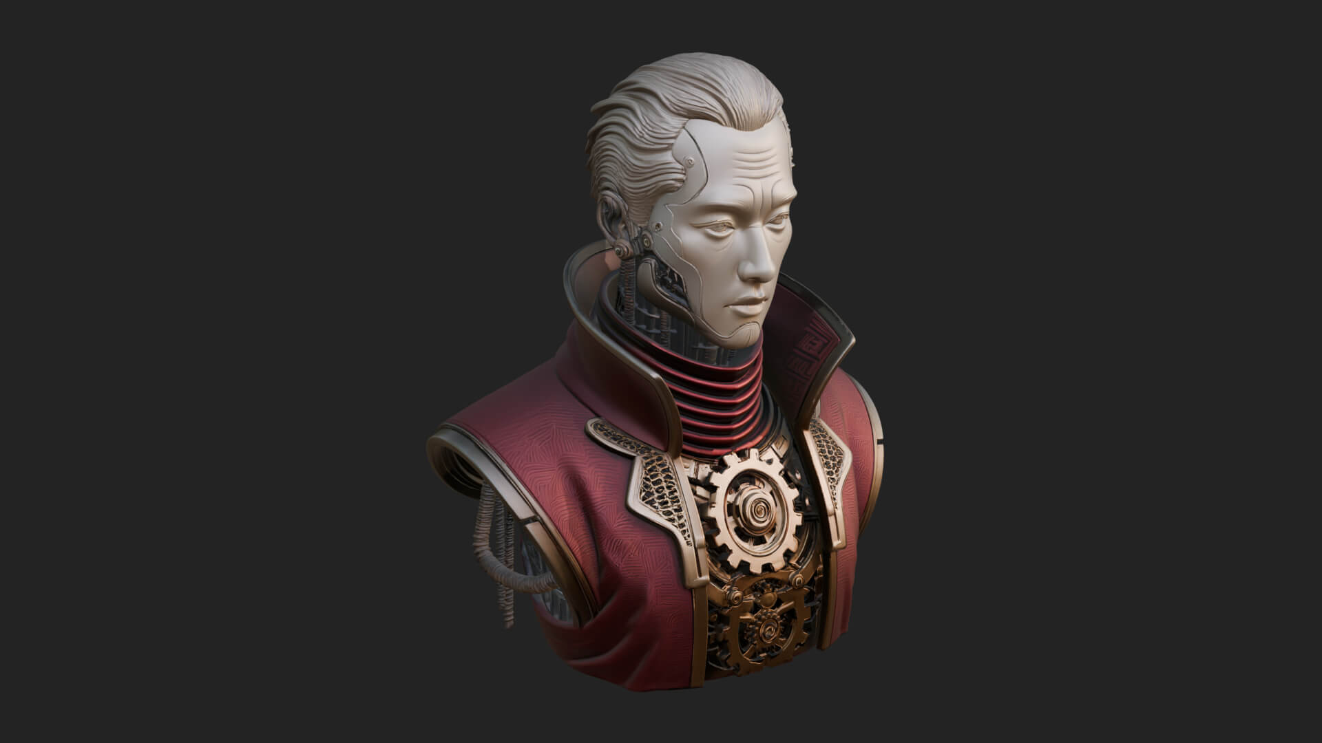 Steampunk Cyborg Man Bust Design 12 3D Print Model 3D Model