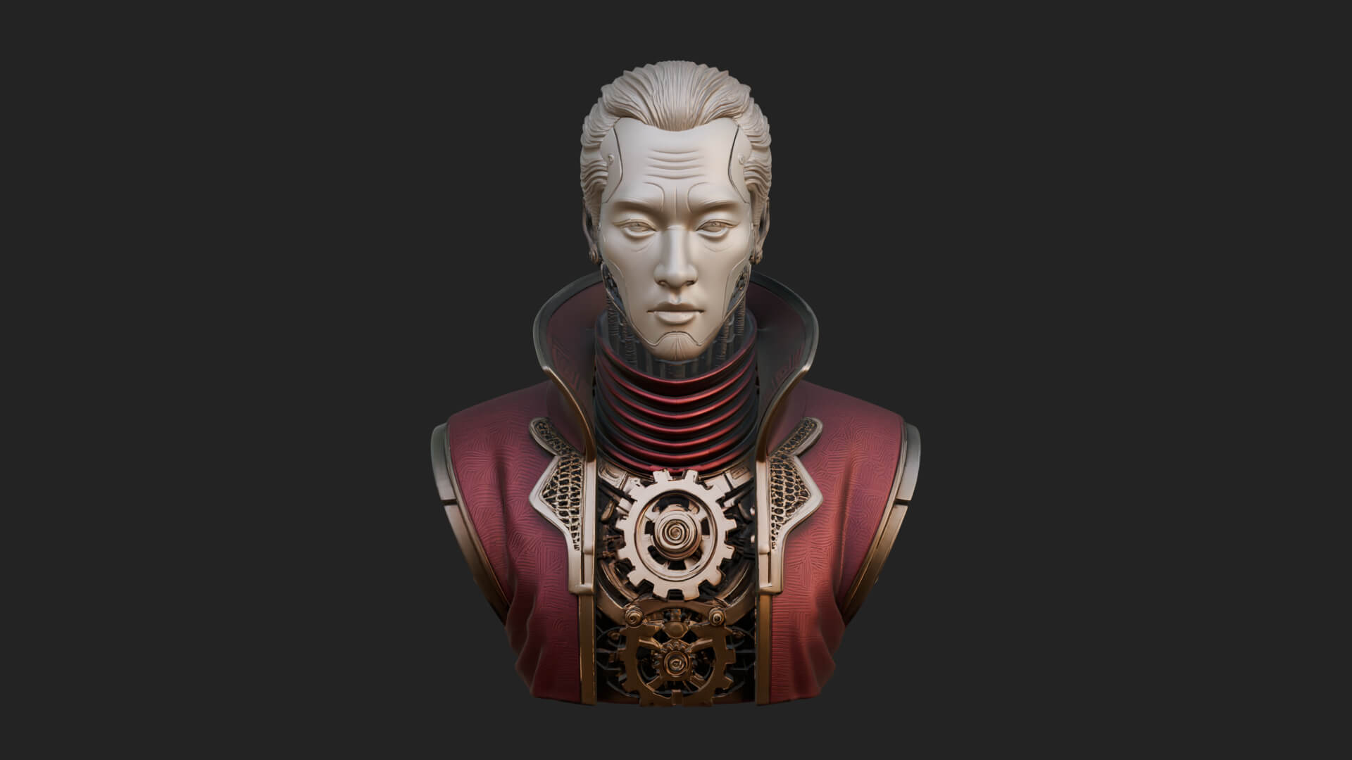 Steampunk Cyborg Man Bust Design 12 3D Print Model 3D Model