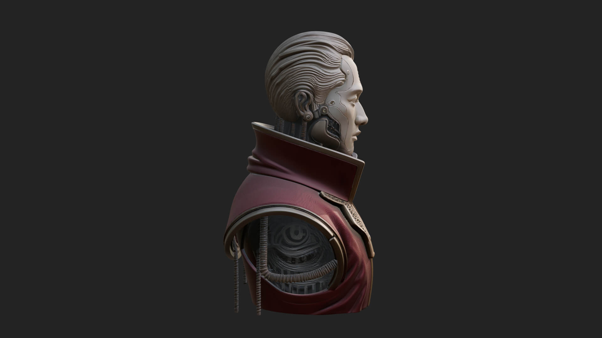 Steampunk Cyborg Man Bust Design 12 3D Print Model 3D Model