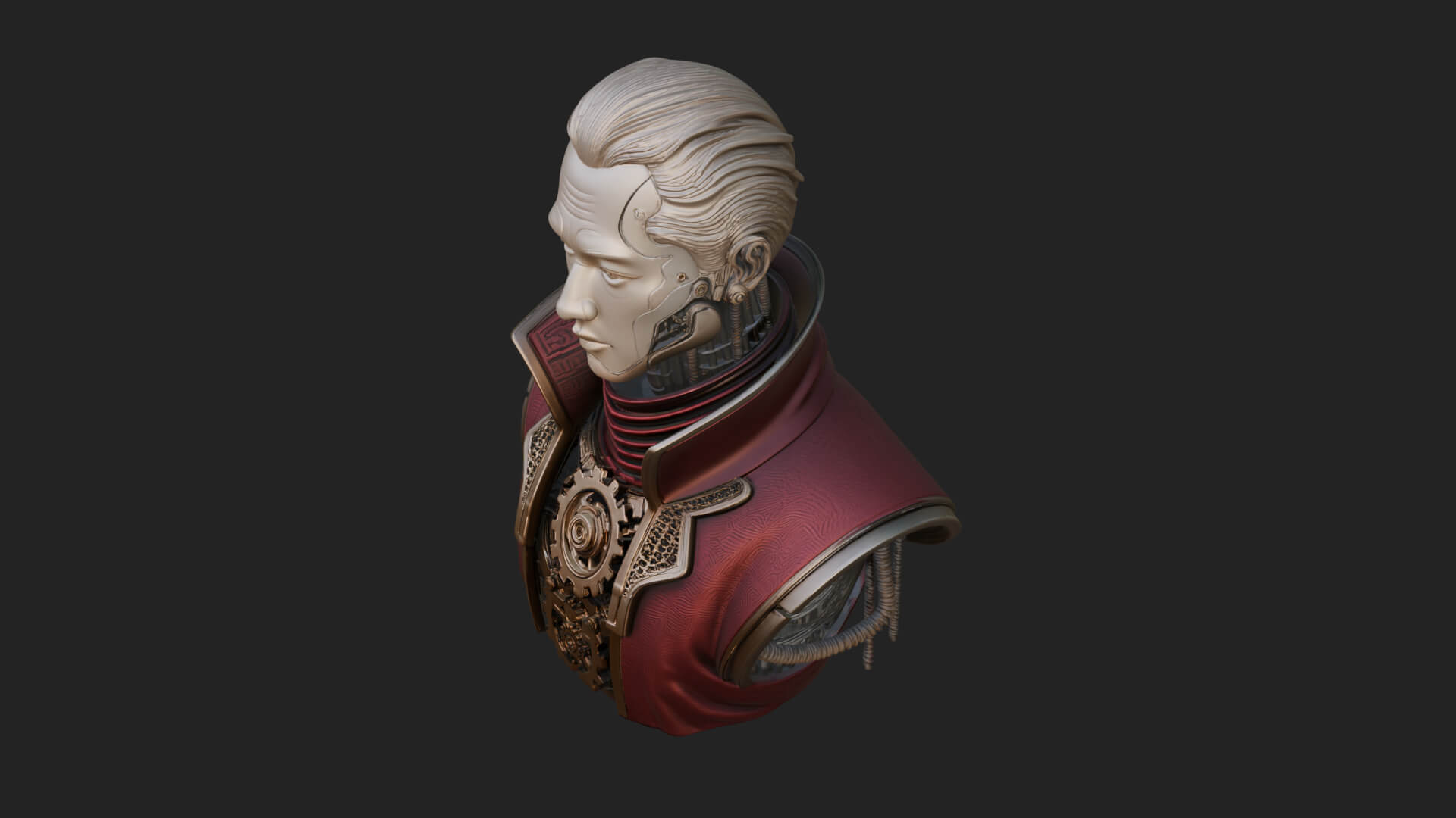 Steampunk Cyborg Man Bust Design 12 3D Print Model 3D Model