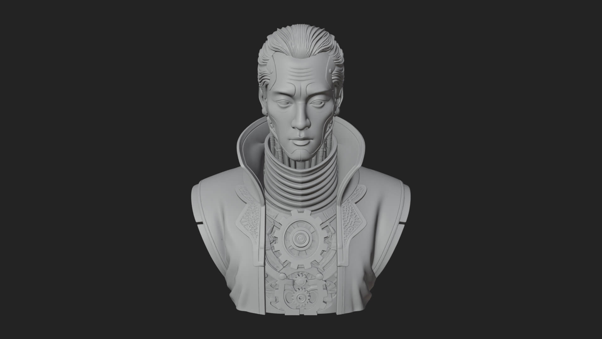 Steampunk Cyborg Man Bust Design 12 3D Print Model 3D Model
