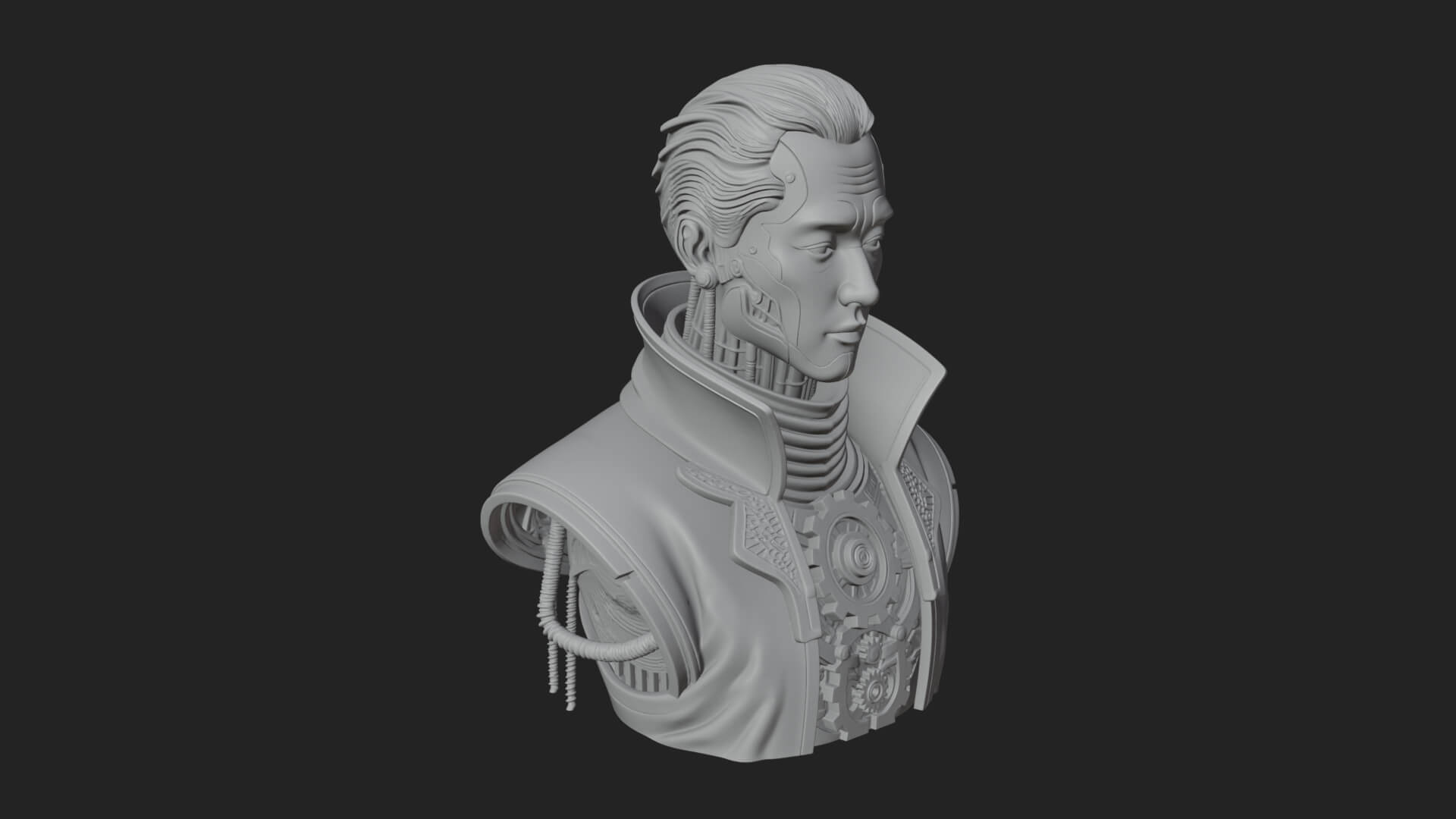 Steampunk Cyborg Man Bust Design 12 3D Print Model 3D Model