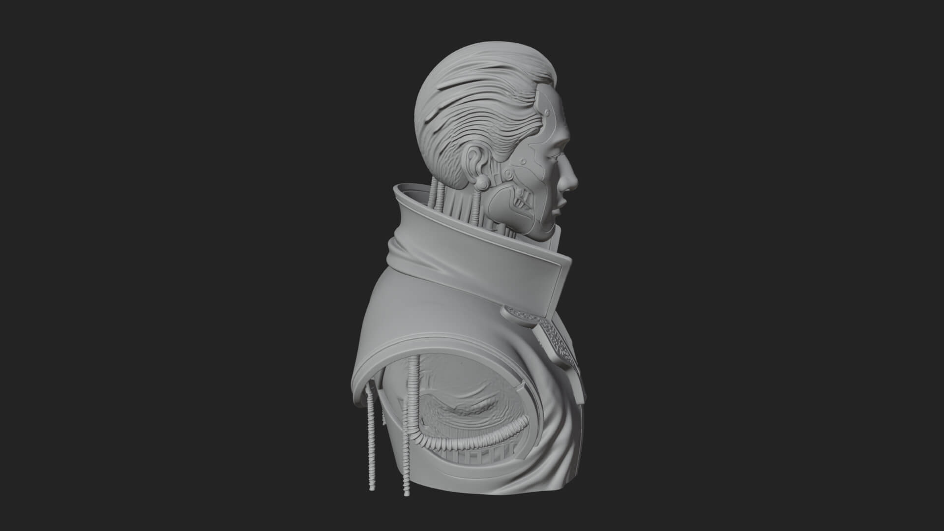 Steampunk Cyborg Man Bust Design 12 3D Print Model 3D Model