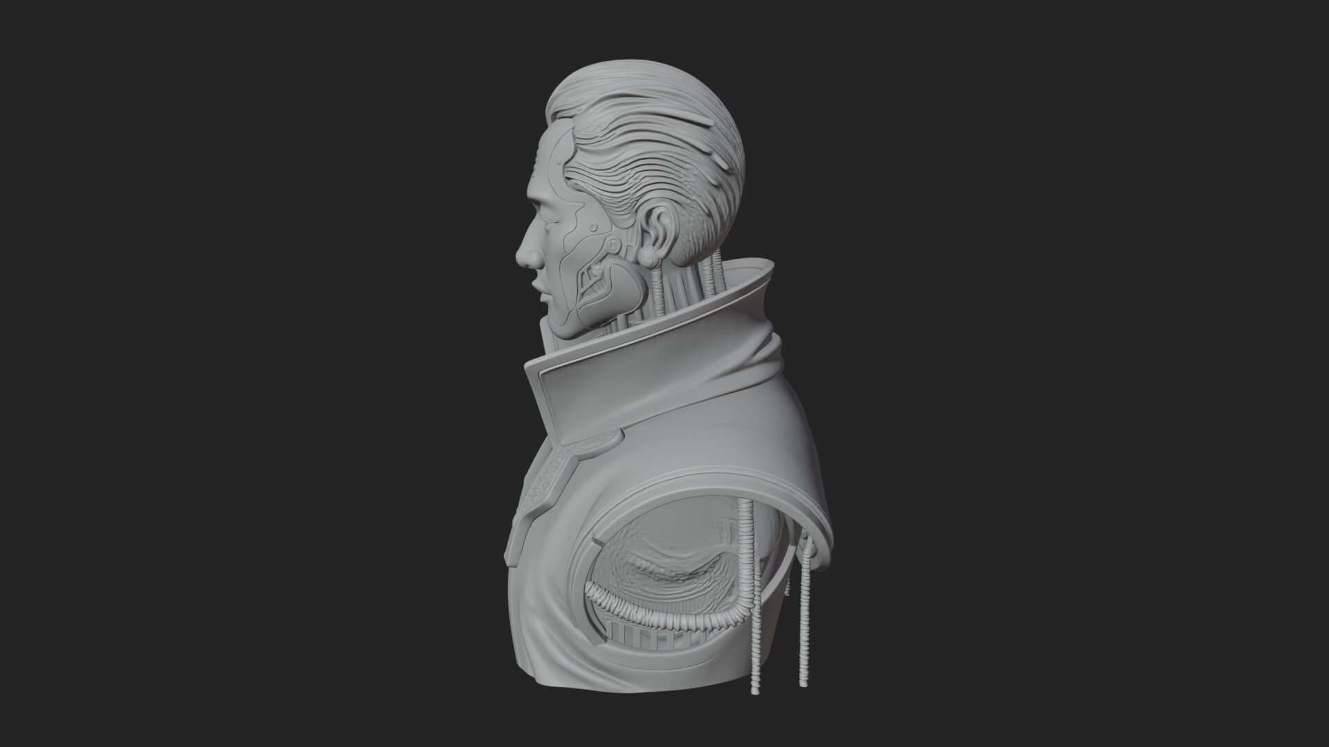 Steampunk Cyborg Man Bust Design 12 3D Print Model 3D Model