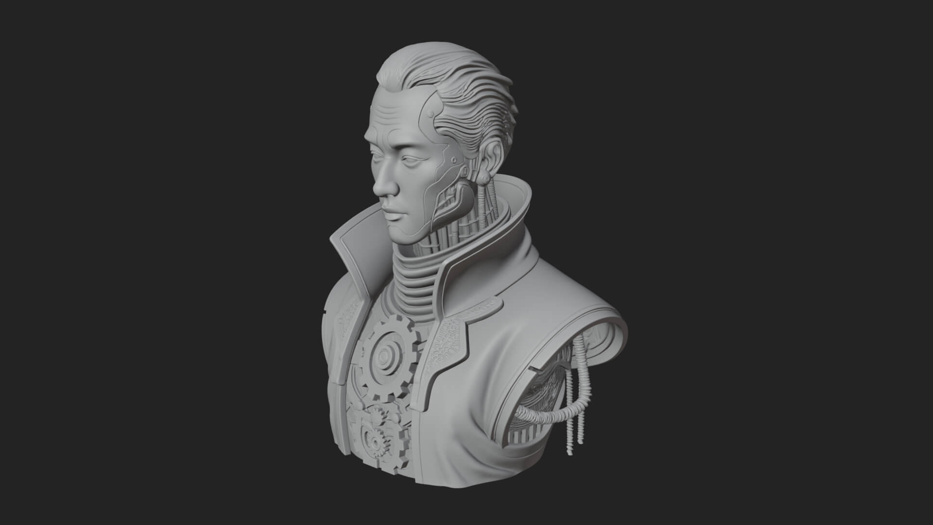 Steampunk Cyborg Man Bust Design 12 3D Print Model 3D Model